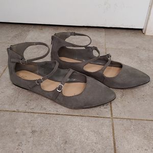 Lauren Conrad Licorice Grey Buckle Strap Flats